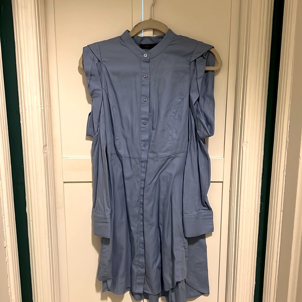 BCBG MAXAZRIA Blue Preppy Dress with Cut out Seeves